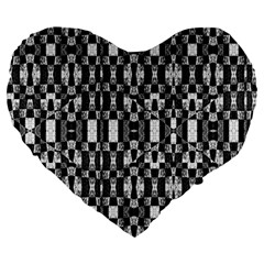 Black And White Geometric Tribal Pattern Large 19  Premium Heart Shape Cushions by dflcprints