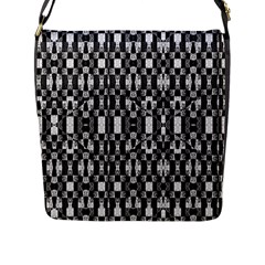 Black And White Geometric Tribal Pattern Flap Messenger Bag (l)  by dflcprints