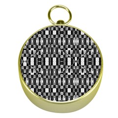 Black And White Geometric Tribal Pattern Gold Compasses by dflcprints