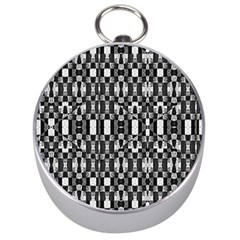 Black And White Geometric Tribal Pattern Silver Compasses by dflcprints