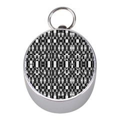 Black And White Geometric Tribal Pattern Mini Silver Compasses by dflcprints