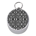 Black and White Geometric Tribal Pattern Mini Silver Compasses Front