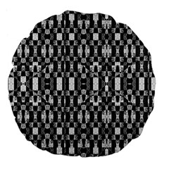 Black And White Geometric Tribal Pattern Large 18  Premium Flano Round Cushions by dflcprints