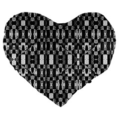 Black And White Geometric Tribal Pattern Large 19  Premium Flano Heart Shape Cushions by dflcprints