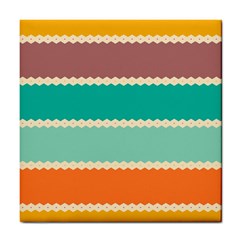 Rhombus And Retro Colors Stripes Pattern Tile Coaster by LalyLauraFLM