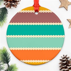 Rhombus And Retro Colors Stripes Pattern Ornament (round) by LalyLauraFLM