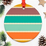 Rhombus and retro colors stripes pattern Ornament (Round) Front