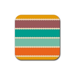 Rhombus And Retro Colors Stripes Pattern Rubber Coaster (square) by LalyLauraFLM