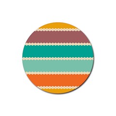 Rhombus And Retro Colors Stripes Pattern Rubber Coaster (round) by LalyLauraFLM