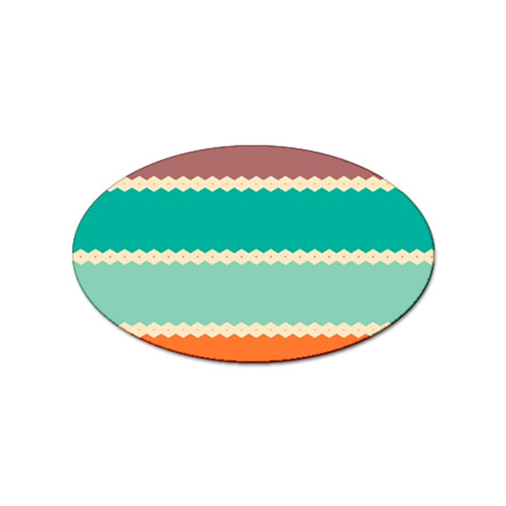 Rhombus and retro colors stripes pattern Sticker (Oval)