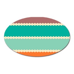 Rhombus And Retro Colors Stripes Pattern Magnet (oval) by LalyLauraFLM