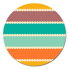 Rhombus And Retro Colors Stripes Pattern Magnet 5  (round) by LalyLauraFLM