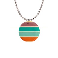 Rhombus And Retro Colors Stripes Pattern 1  Button Necklace by LalyLauraFLM