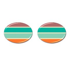 Rhombus And Retro Colors Stripes Pattern Cufflinks (oval) by LalyLauraFLM