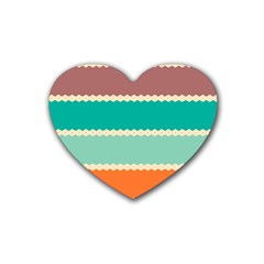 Rhombus And Retro Colors Stripes Pattern Rubber Coaster (heart) by LalyLauraFLM