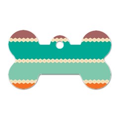 Rhombus And Retro Colors Stripes Pattern Dog Tag Bone (two Sides) by LalyLauraFLM