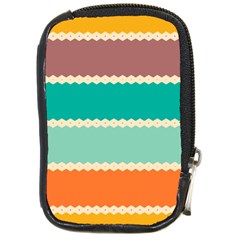 Rhombus And Retro Colors Stripes Pattern Compact Camera Leather Case by LalyLauraFLM