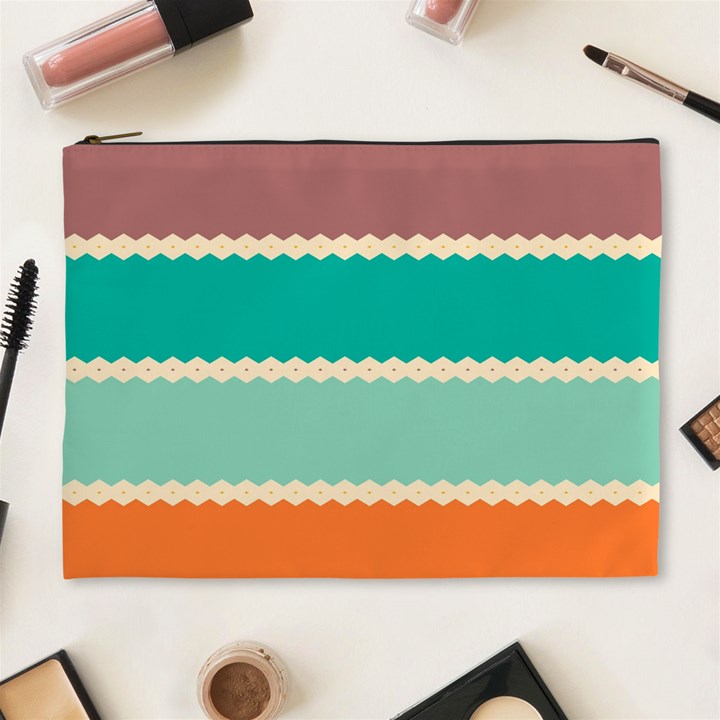 Rhombus and retro colors stripes pattern Cosmetic Bag (XL)