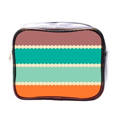 Rhombus And Retro Colors Stripes Pattern Mini Toiletries Bag (one Side) by LalyLauraFLM