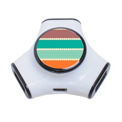 Rhombus And Retro Colors Stripes Pattern 3-port Usb Hub by LalyLauraFLM