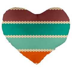 Rhombus And Retro Colors Stripes Pattern Large 19  Premium Heart Shape Cushion by LalyLauraFLM