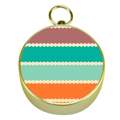 Rhombus And Retro Colors Stripes Pattern Gold Compass by LalyLauraFLM