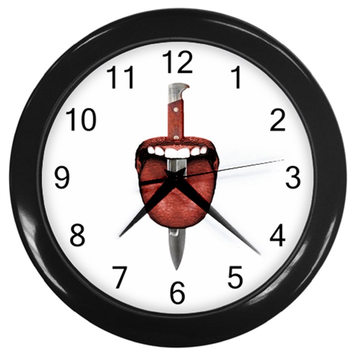 Tongue Cut By Kitchen Knife Photo Collage Wall Clocks (Black)