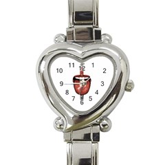 Tongue Cut By Kitchen Knife Photo Collage Heart Italian Charm Watch