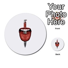 Tongue Cut By Kitchen Knife Photo Collage Multi-purpose Cards (round)  by dflcprints