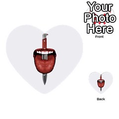 Tongue Cut By Kitchen Knife Photo Collage Multi-purpose Cards (heart)  by dflcprints