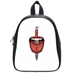 Tongue Cut By Kitchen Knife Photo Collage School Bags (small)  by dflcprints