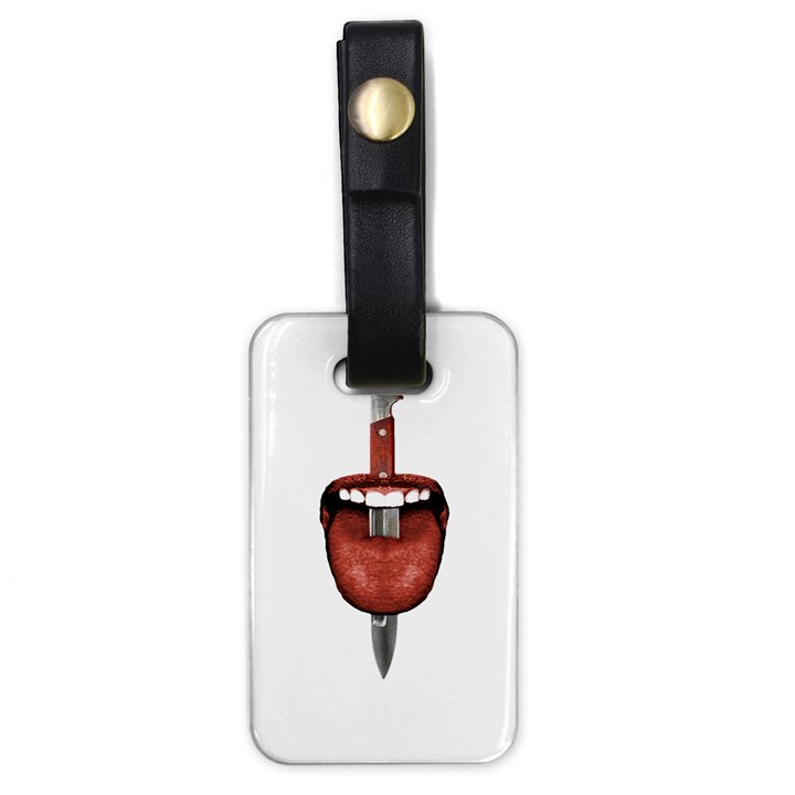 Tongue Cut By Kitchen Knife Photo Collage Luggage Tags (One Side) 