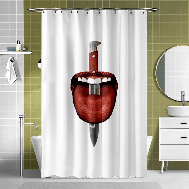 Tongue Cut By Kitchen Knife Photo Collage Shower Curtain 48  x 72  (Small) 