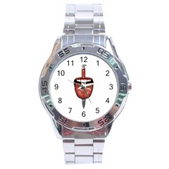 Tongue Cut By Kitchen Knife Photo Collage Stainless Steel Men s Watch by dflcprints