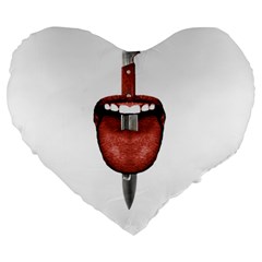 Tongue Cut By Kitchen Knife Photo Collage Large 19  Premium Heart Shape Cushions by dflcprints