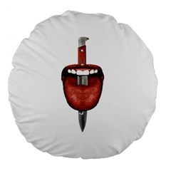 Tongue Cut By Kitchen Knife Photo Collage Large 18  Premium Flano Round Cushions by dflcprints