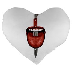 Tongue Cut By Kitchen Knife Photo Collage Large 19  Premium Flano Heart Shape Cushions by dflcprints