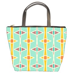 Rhombus Pattern In Retro Colors  	bucket Bag by LalyLauraFLM