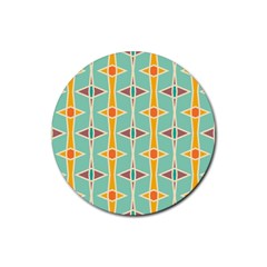 Rhombus Pattern In Retro Colors 			rubber Coaster (round) by LalyLauraFLM