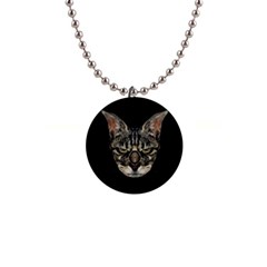 Angry Cyborg Cat Button Necklaces