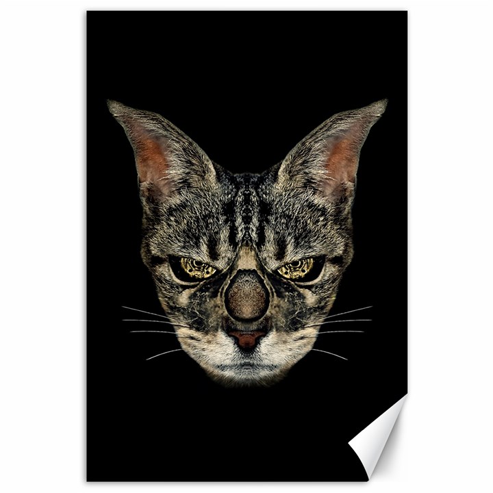 Angry Cyborg Cat Canvas 12  x 18  