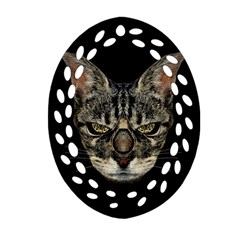 Angry Cyborg Cat Ornament (oval Filigree) 