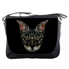 Angry Cyborg Cat Messenger Bags