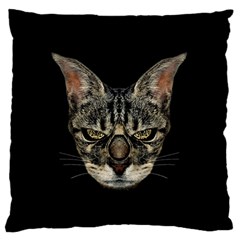 Angry Cyborg Cat Large Flano Cushion Cases (one Side) 