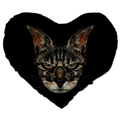 Angry Cyborg Cat Large 19  Premium Flano Heart Shape Cushions