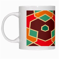 Distorted Shapes In Retro Colors White Mug by LalyLauraFLM