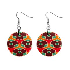 Distorted Shapes In Retro Colors			1  Button Earrings by LalyLauraFLM