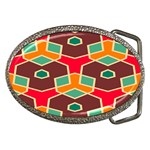 Distorted shapes in retro colors			Belt Buckle Front