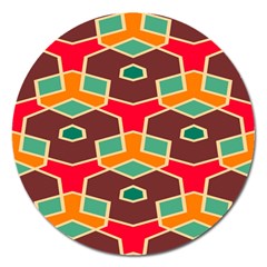 Distorted Shapes In Retro Colors			magnet 5  (round) by LalyLauraFLM