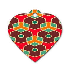 Distorted Shapes In Retro Colors			dog Tag Heart (one Side) by LalyLauraFLM